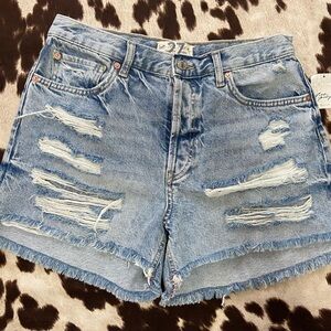 Free People We the free Light Blue Distressed Jean Shorts